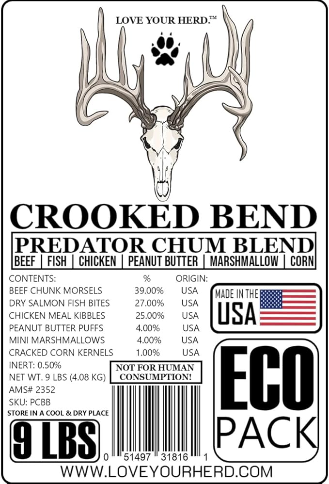 Chum Predator Blend, Lure Coyote, Raccoon, Opossum, Fox, Skunk, Mink, Weasel, Bobcat, Weasel, Black Bear, Feral Cat, Wild Dog, Hog & Bait Wild Game Animals
