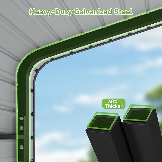 12'x20' Heavy Duty Metal Carport, Outdoor Garage Car Shelter Shade with Heavier Frame, Galvanized Roof for Car and Boats, Grey