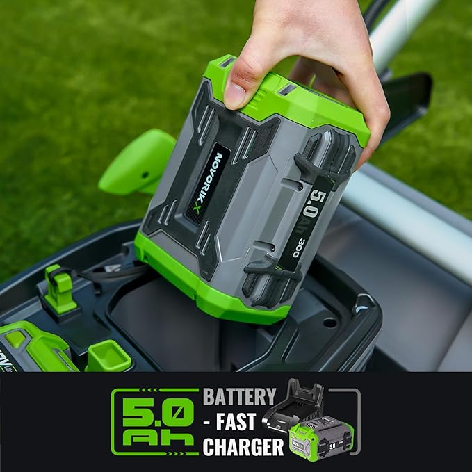 Electric Lawn Mower, Self-Propelled Lawn Mower Cordless (60V 21”), 65 Min Long Runtime with 5.0Ah Battery, Rapid Charger and LED Headlight