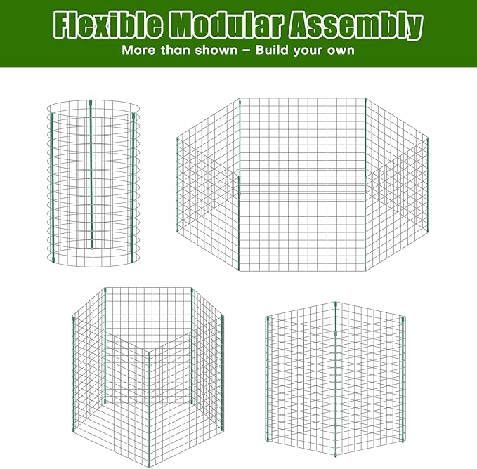 10-Set 12” x 24” Plant Protector from Animals, Hot-Dip Galvanized Metal Mesh Plant Cages, Dual-Secure with U-Stakes & Supports, Animal Barrier to Keep Rabbits & Chickens Out of The Graden