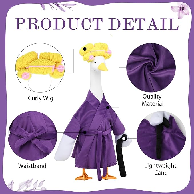 Old Lady Porch Goose Outfits - Old Lady Costumes for 23” Porch Goose Statue, Halloween Outdoor Decor for Lawn, Yard & Garden