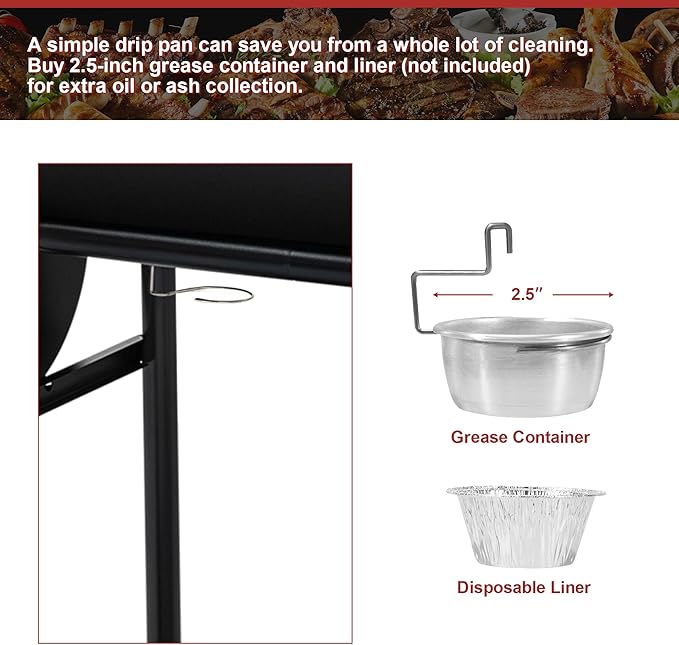 Royal Gourmet CC1830M 30 Inch Barrel Charcoal Grill with Offset Smoker & Warming Rack, Outdoor BBQ Grill with 811 Sq. In. Grilling Space for Backyard, Patio and Parties, Black