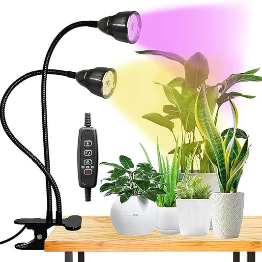 Juhefa Grow Light for Indoor Plants Growing, Gooseneck Clip-on Plant Lamp for Seedlings Succulents Seed Starting,3 Modes & 10-Level Brightness with Timer 3 9 12 Hrs