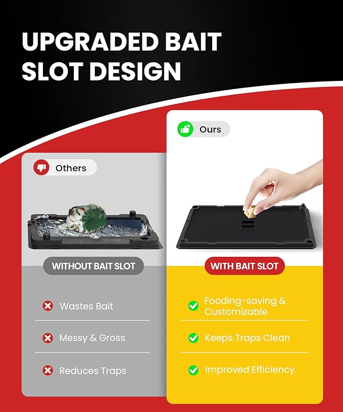 Sticky Mouse Traps for Indoor Use – 24 Pack Rat Glue Traps with Bait Slot, Pet Safe Rodent Catcher for Kitchen, Garage, Basement – Catches Mice, Snakes, Roaches,Non-Toxic, Medium Size