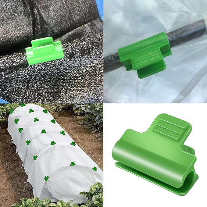 40pcs Garden Hoops for Netting, Greenhouse Clamps, Film Row Cover Netting Tunnel Hoop Clip Frame Shading Net Rod Clip for Fixing Season Plant Shed Cover Replacement, Green (11mm)