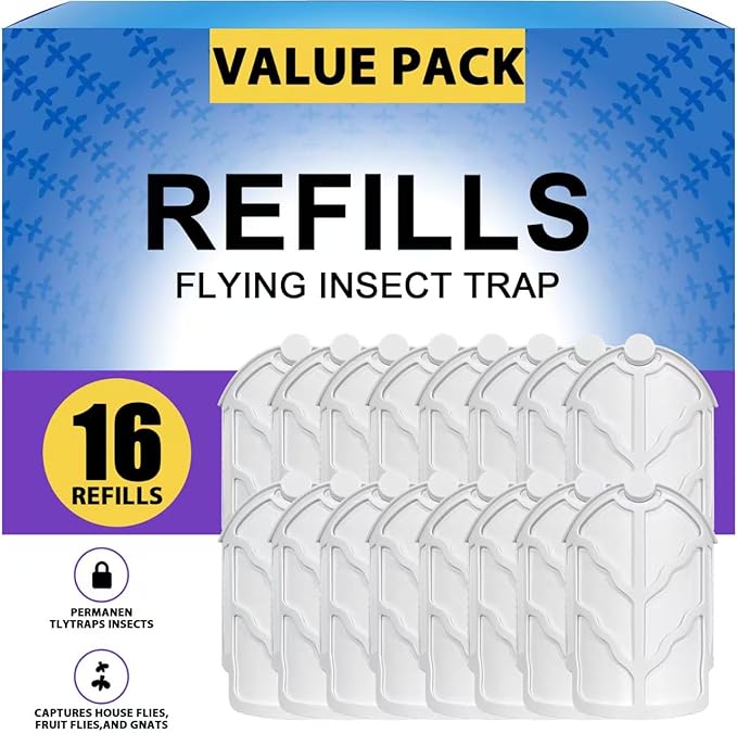 16 Pack Flying Insect Trap Refills Compatible with Zevo Flying Insect Trap M364 and Max, Safe with Kids & Pets