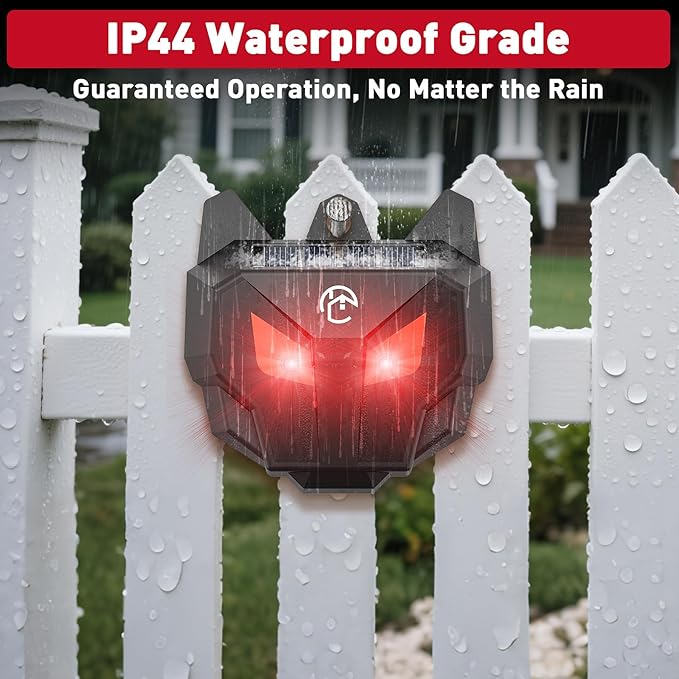 Solar Nocturnal Animal Repeller with Red LED Flashing Lights – Effective Coyote, Raccoon, Skunk, Deer & Hawk Deterrent – Waterproof Predator Lights for Yards, Gardens & Chicken Coops