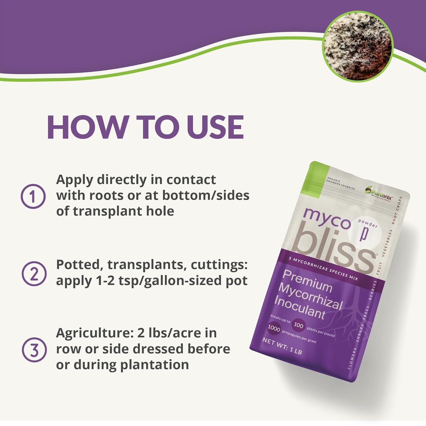 Myco Bliss Powder (1lb) - Mycorrhizal Fungi for Soil - 5 Strain Mycorrhizal Inoculant with 1000 Propagules Per Gram - Highly Concentrated Mycorrhizae for Plants, Potting Soil, & Garden Soil