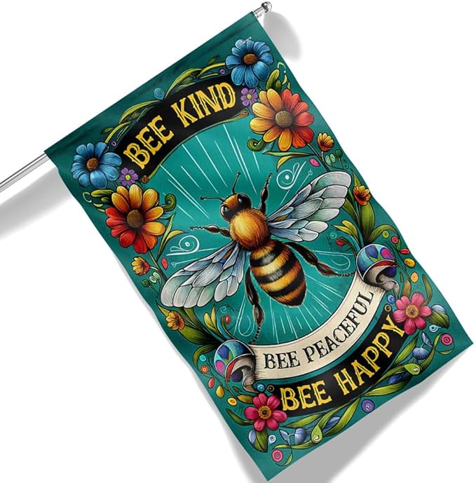 American Flag-BEE Flag Bee Kind Peaceful Bee Happy MLN2815F, Garden Flag (11.5" x 17.5")-USA Flags Premium Polyester-Decorative Indoor Outdoor Flag