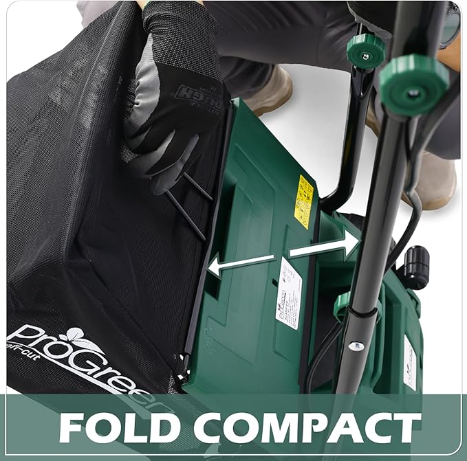 13-Inch Dethatcher Garden Scarifier Electric Powered,12-Amp 4-Position Depth Adjustment,2 in 1 Walk Behind Thatch Removing Quick-Fold Machine with 31.7 QT Removable Collection Bag for Lawn