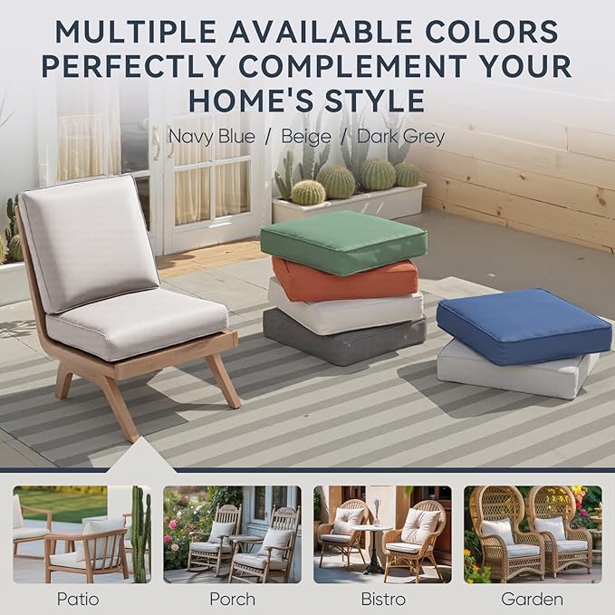 9-Piece Outdoor Patio Cushion Set - Fade & Water Resistant with Removable Olefin Cover, 22x24x4 Inch Memory Foam Cushions for Wicker Sectional Sofa – Beige/Regular