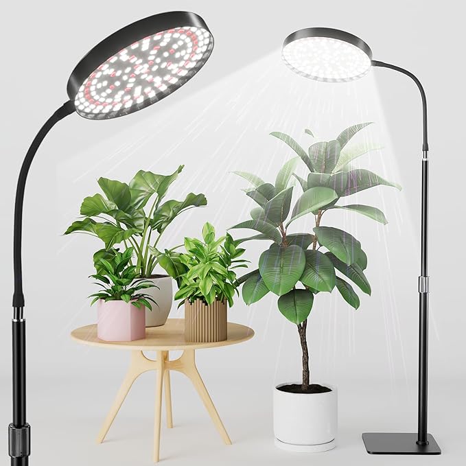 Grow Lights for Indoor Plants Full Spectrum with Stand, Floor Plant Growing Lamp with 216 LEDs for Large Plants, Auto ON/Off Timer 4/8/12H, 5 Dimmable Levels, 40-52 inches Adjustable Height