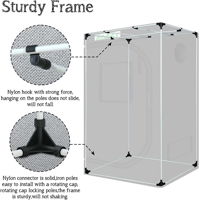zazzy Grow Tent, 24"x36"x60" Hydroponic Grow Room Reflective Mylar Grow Tent with Window & Floor Tray for Indoor Plant Growing