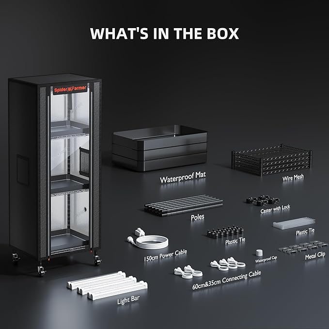 Spider Farmer 2025 4-Tier Plant Stand with 6Pcs 12" Full Spectrum 5000K LED Grow Lights and Tent Cover Mini Greenhouse Height Adjustable for Seed Starting Indoor Plants Growth 16Lx12Dx47H