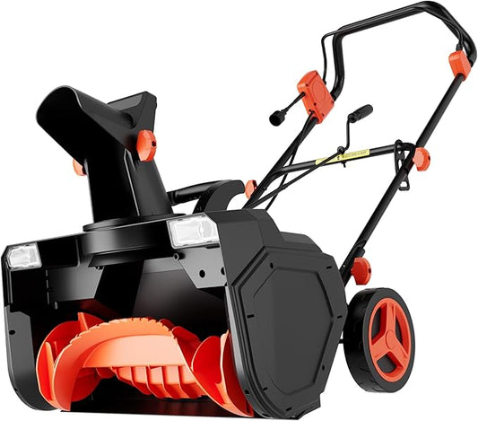 VOLTASK 23-Inch Electric Corded Snow Blower with Dual LED Light, 180-degree Adjustable Chute Walk-Behind Snow Blower with 25ft Throwing Distance, 15 Amp/3500RPM Motor Electric Snow Blowers