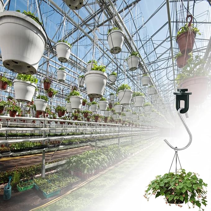 ELANE 30 Pcs Greenhouse Hooks and Twist Clips, Plastic Fixing Clips for Outdoor Garden Hanging Plants. (Green)