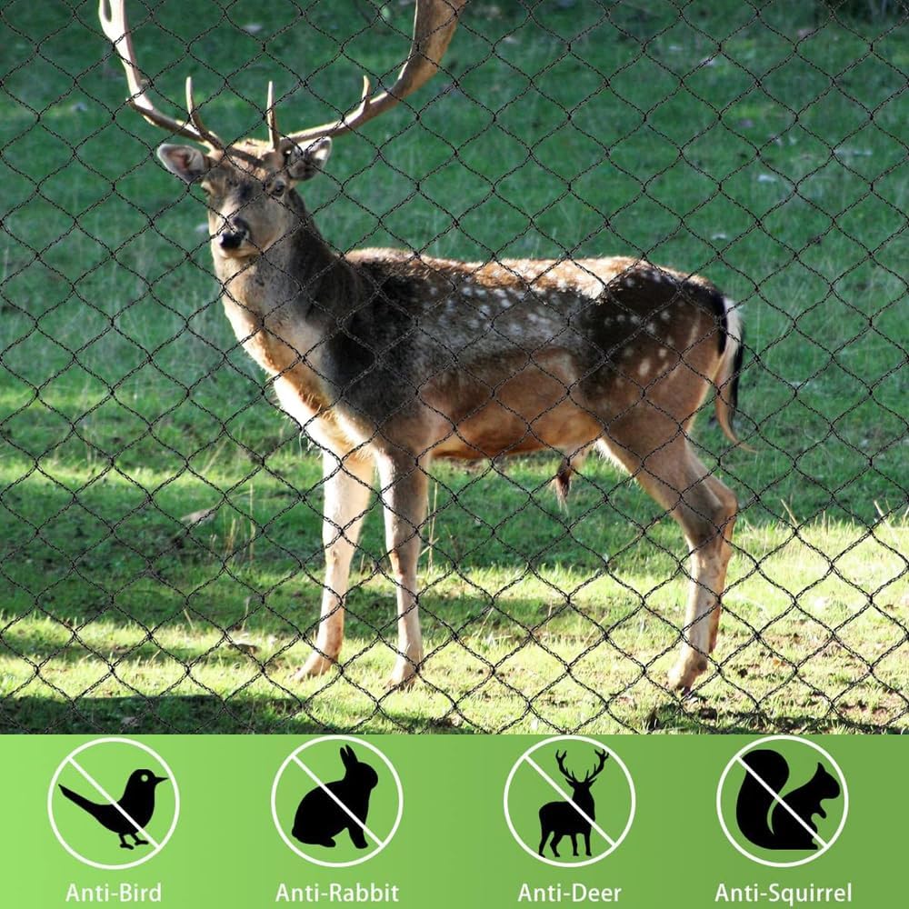 Junflying Bird Netting, 15x40 FT – 1/2" Mesh, Woven Black Netting for Garden Protection with Ties, Protects Vegetables, Fruit Trees, Blueberry Bushes & Strawberry Plants