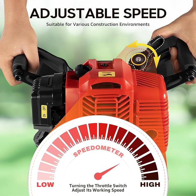 52CC Trench Digger, 2-Stroke Mini Trencher 1900W Geo Ripper 0.3gal Ditch Digger Trencher Tool Portable Tree Excavator Handheld Planting Shovel for Digging Soil Pits, Cutting Tree Roots