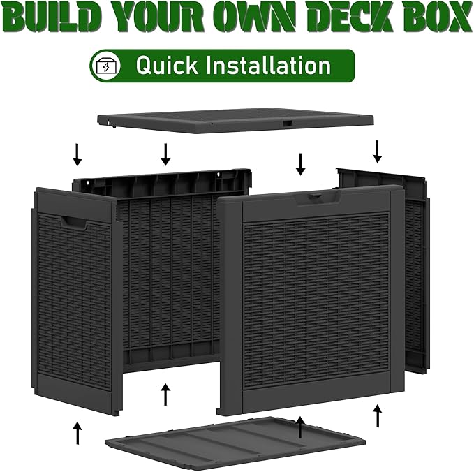 NUNU LAB 31 Gallon Outdoor Storage Box Waterproof,Indoor Outside Deck Boxes,Backyard Storage Bin For Package Delivery,Garden Tools,Patio Cushions,Pool Accessories,Storage Bench Lockable Lid,Tool Box