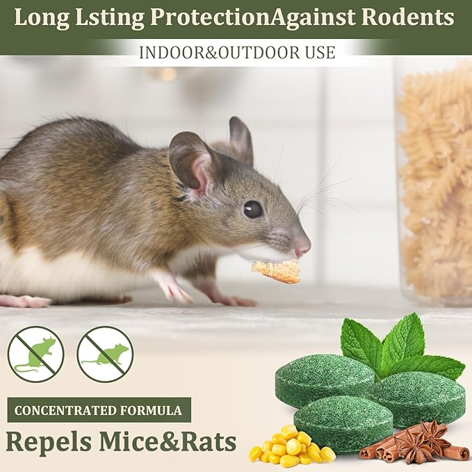 Mouse Repellent, 12 Pack Peppermint Oil Mouse Repellent for Car Engines, Indoor & Outdoor Use, Keep Mice Out of House and Garage, Safe for Pets and Family.