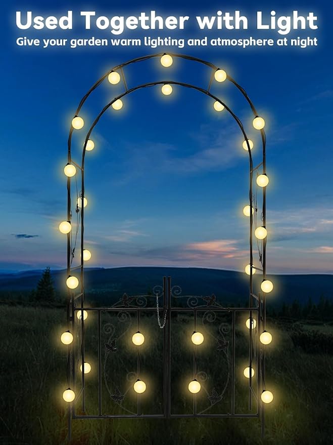 Kalolary Garden Arch with Gate, Heavy Duty Metal Butterfly Garden Arbor for Climbing Plant Metal Raised Bed Rose Vines Climbing Support for Lawn Backyard Patio Outdoor Decoration (91"x45"x15")