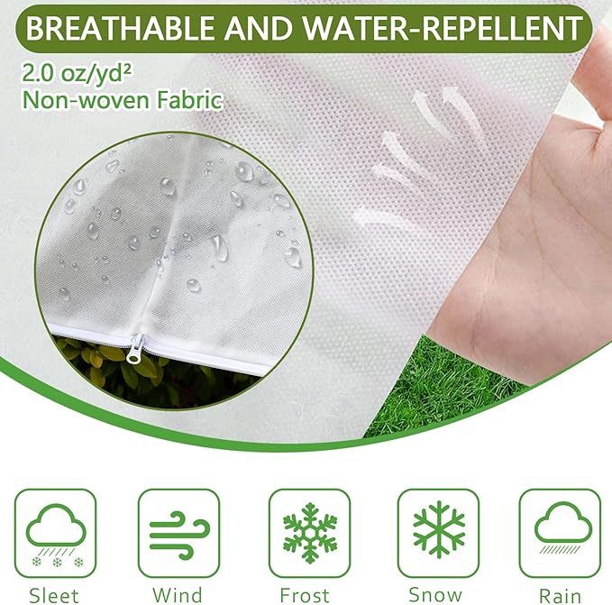 Remiawy Plant Covers Freeze Protection, 2.0 oz/yd² Shrub Jacket Plant Covers for Winter, 2 Pack 50 x 70 Inch Reusable Frost Cloth Bags Protectors for Cold Weather Outdoor Potted Plants Fruit Trees