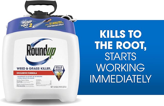 Roundup Weed and Grass Killer₄ with Pump 'N Go 2 Sprayer, Use in and Around Flower Beds, Trees & More, 1.33 gal.