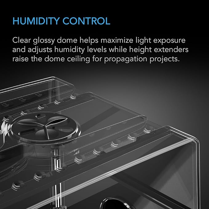 AC Infinity Large Humidity Dome, Heavy-Duty Germination Kit with 3 mm Thick Clear Dome, Sturdy Drip Tray, 6x12 Cell Seedling Tray, and Vented Height Extension Panels, for Seed Starting, Cloning Plants