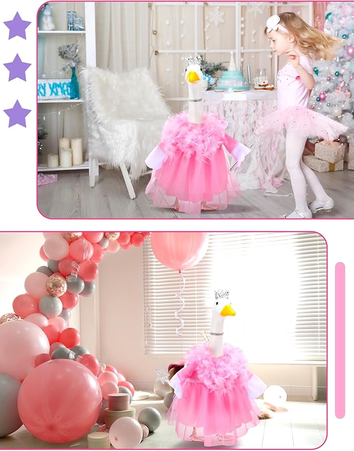 Outus Princess Goose Outfits Princess Skirt for Porch Goose 23 Inch Holiday Lawn Funny Geese Cloth for Princess Themed Birthday Parties Spring Baby Shower Yard Garden Outdoor Decor