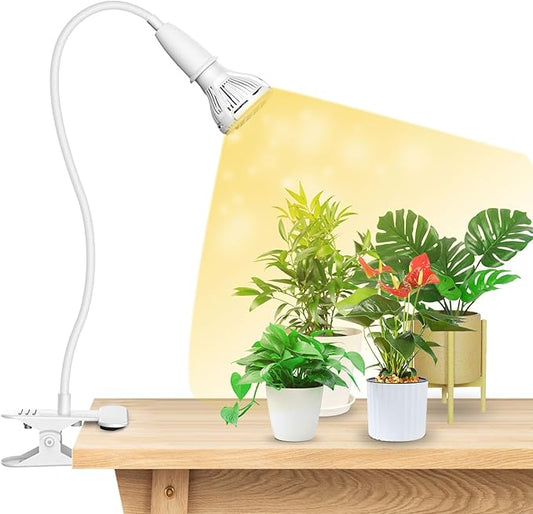 Grow Lights for Indoor Plants, LED 10 W Full Spectrum Bulb Replaceable Plant Light, 150 W Equivalent Clip on Grow Light with Optical Lens for Indoor Growing, Lifetime Free Bulb Replacement