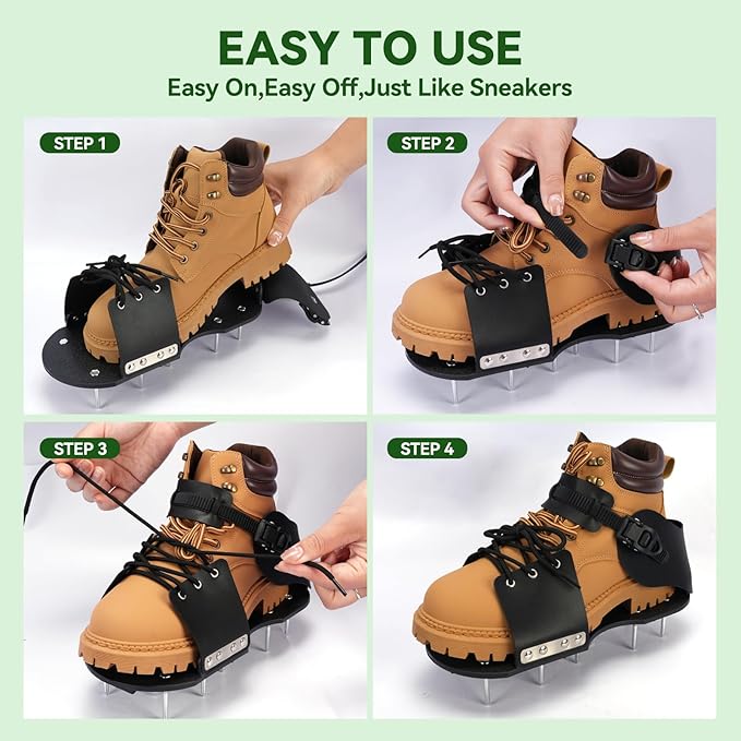 HFH Lawn Aerator Shoes for Grass，Aeration Shoes for Lawn，Spike Shoes for Lawn Aerating (Shoelace)
