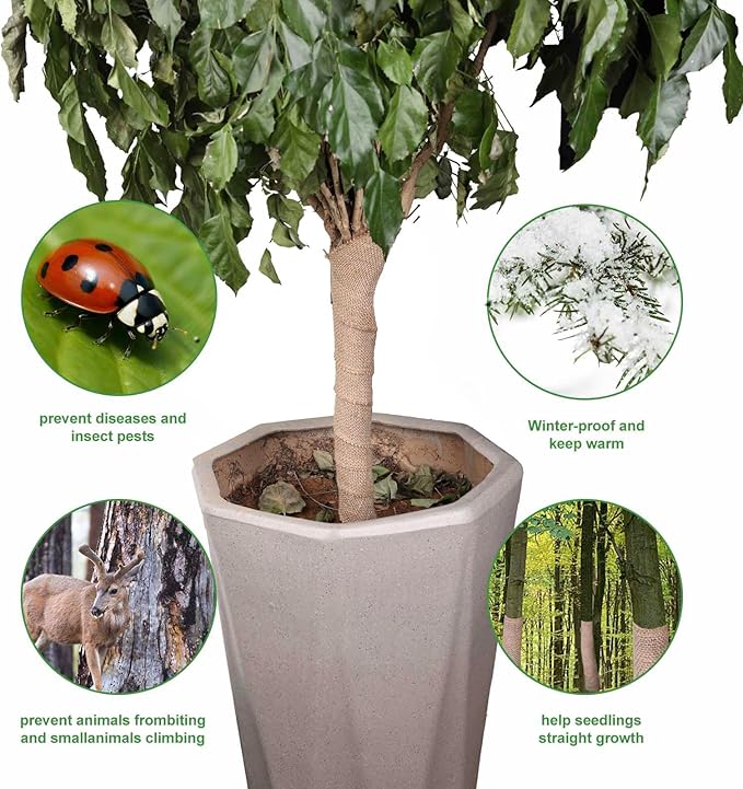 Agfabric Natural Burlap Fabric Roll,60 inch X 50 Feet Tree Wraps for Winter,Burlap Plant Covers for Trees and Shrubs Winter Protection,Garden Fabric