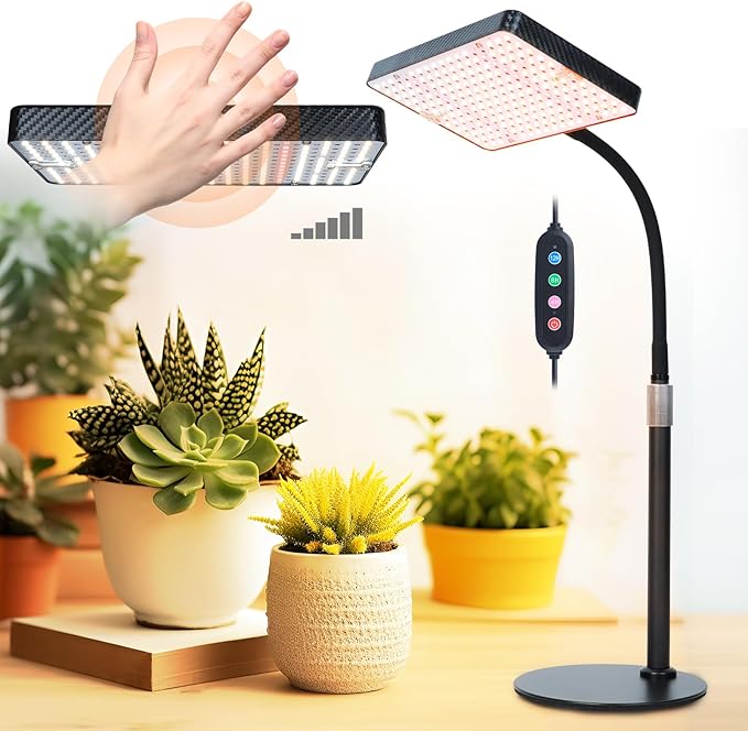 FECiDA Smart Control Desk Grow Light with Timer 4/8/12H, 25W Table Top Grow Lights for Indoor Plants, Seed Starting, Bonsai, Bright Enough Like A Small Sun for Indoor Jungle, 16"-24" Height Adjustable