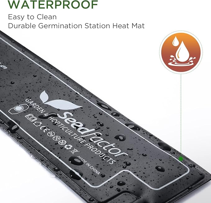 Seedfactor MET Certified Seedling Heat Mat, Adjustable Temperature Waterproof Durable Germination Station Heat Mat, Warm Hydroponic Heating Pad for Indoor Home Gardening Seed Starter