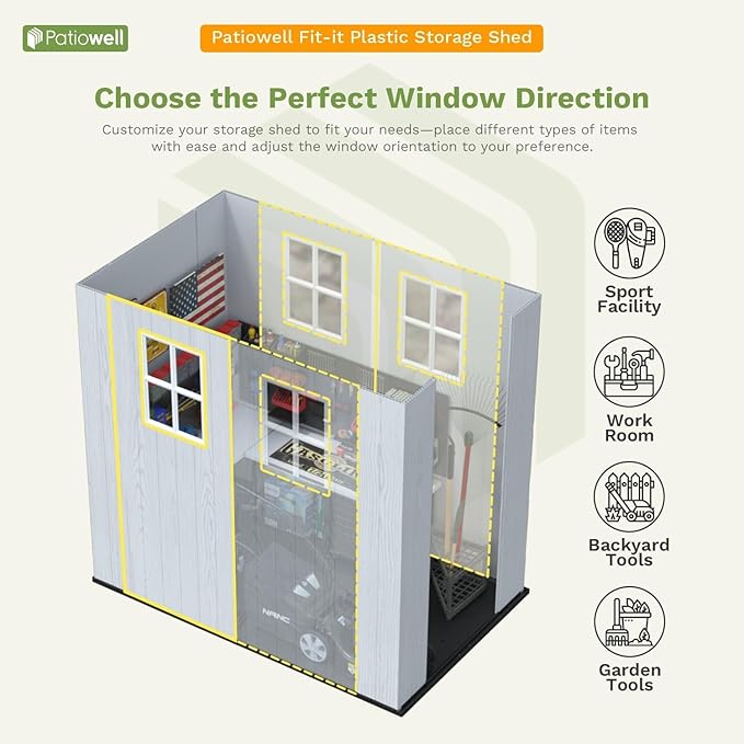 Patiowell 4 x 6 Resin Storage Shed, Outdoor Plastic Garden Shed with Lockable Door & Window, Easy Assembly Tool Shed for Backyard, Light Gray