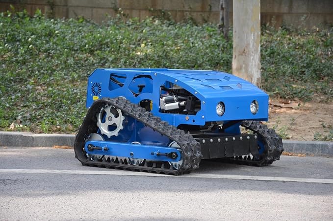 Remote Control Lawn Mower, Small Petrol Tracked All Terrain Weed Whacker for Garden, Lawn and Farm