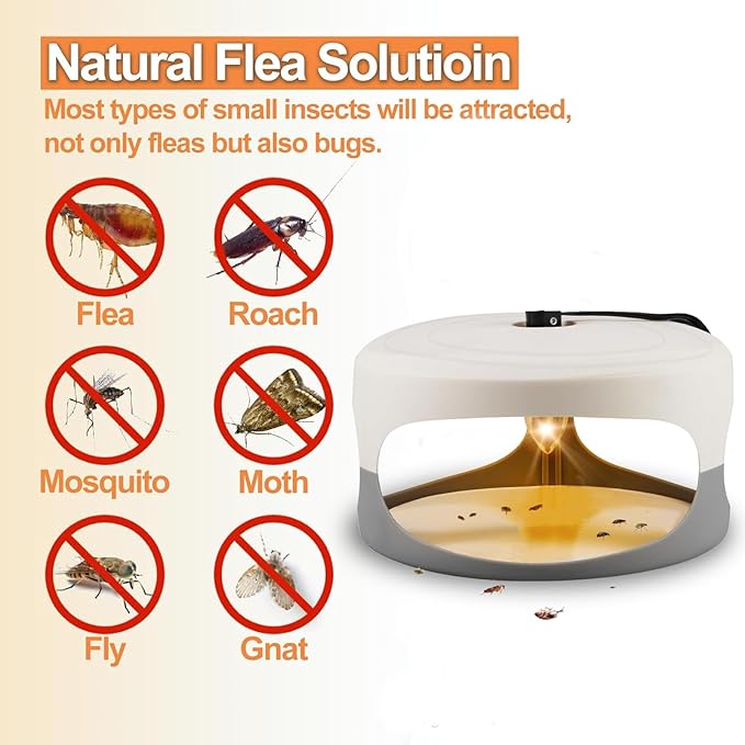 4 Packs Flea Traps for Inside Your Home, Effective Flea Trap for Home & Garage with 12 Sticky Disc 12 Bulbs 4 Electric Wires Bed Bug with Light for Indoor Safe to Pets