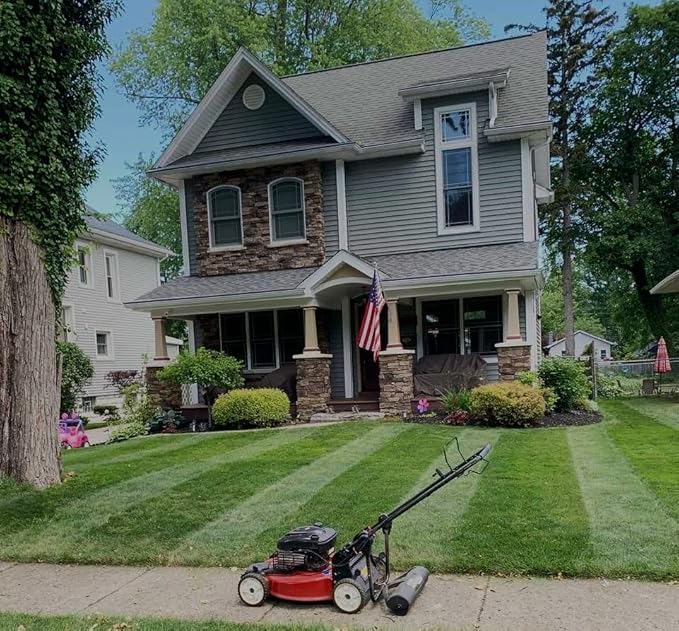 Lawn Striping System – UNIVERSAL FIT - Works with Most 20”-22” Gas & Battery Residential Walk-Behind Mowers (Mounting Brackets for over 40 Major Brands Included in Box – See List Below)