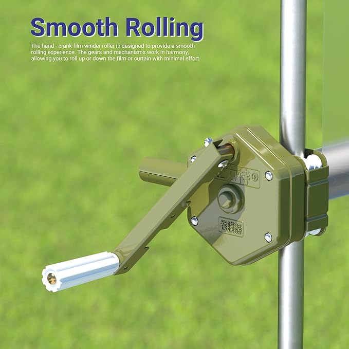 Greenhouse Side Manual Roll Up, Self Locking Roll Up Unit, Hand Crank Film Winder Roller for Greenhouse Plastic Film Livestock Curtain Ventilation, Adjustable Handle, Max. 328ft