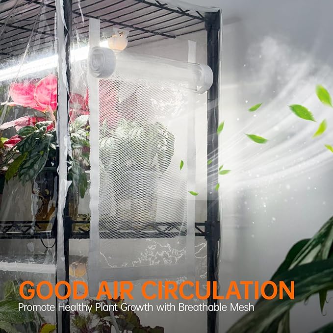 Indoor Greenhouse with Grow Light, Mini Green house with 4 Pack T8 Full Spectrum Plant Lights with Timer, Plant Shelf with Tent for Indoor Plant, Seed Starting, Seed Tray, 29.5"x13.8"x59"