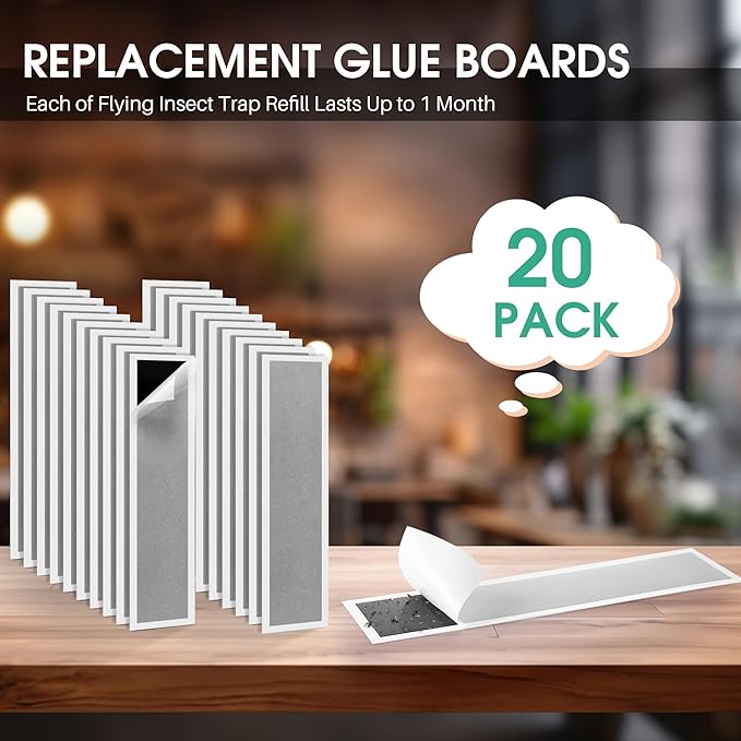 Qualirey 20 Pack Flying Insect Trap Refill Compatible with Gardner WS-85/90/95 Wall Sconce Fly Trap Lamp, Commercial Fly Trap Replacement Glue Boards for Restaurants, Healthcare Facilities, Home