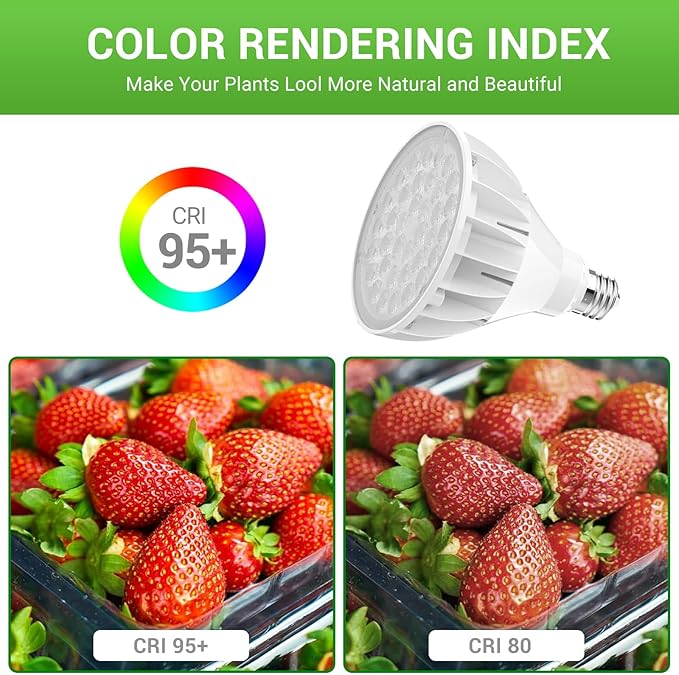 RDJ Bouns 26W Grow Light Bulb for Indoor Plants, E26 Base, 3422LM 300W Equivalent, High PPFD with Optical Lens, CRI95, Seeds and Greens,LED Plant Light Bulb for Growing, Gifts for Gardening Lovers