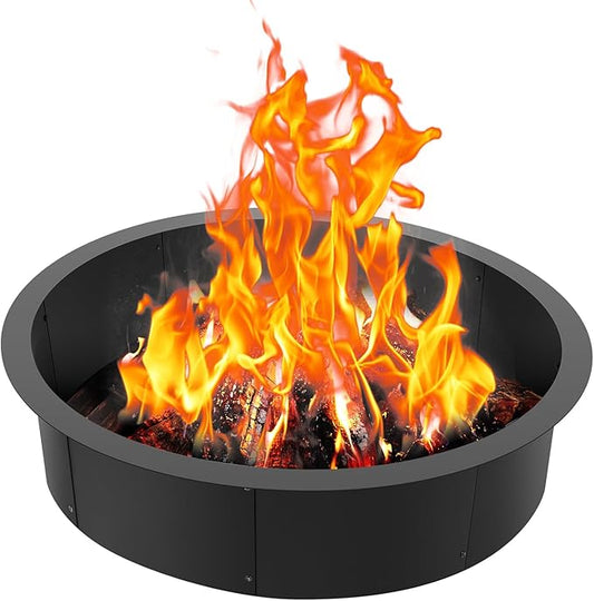 VEVOR Fire Pit Ring, 45-Inch Outer/39-Inch Inner Diameter, 10inch Height Fire Pit Insert, Heavy Duty Carbon Steel Liner DIY Campfire Ring Above or In-Ground, for Outdoor Camping, Bonfires