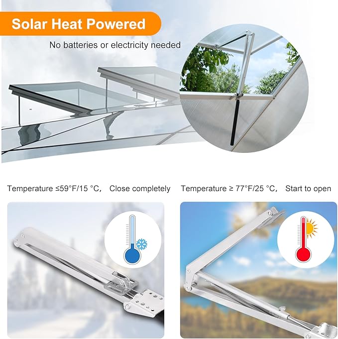 Greenhouse Vent Automatic Opener Auto Roof Vent Opener Greenhouse Window Opener Solar Heat Sensitive Auto Vent Kit for Ventilation Greenhouse Accessories Gardening Tools 1PC