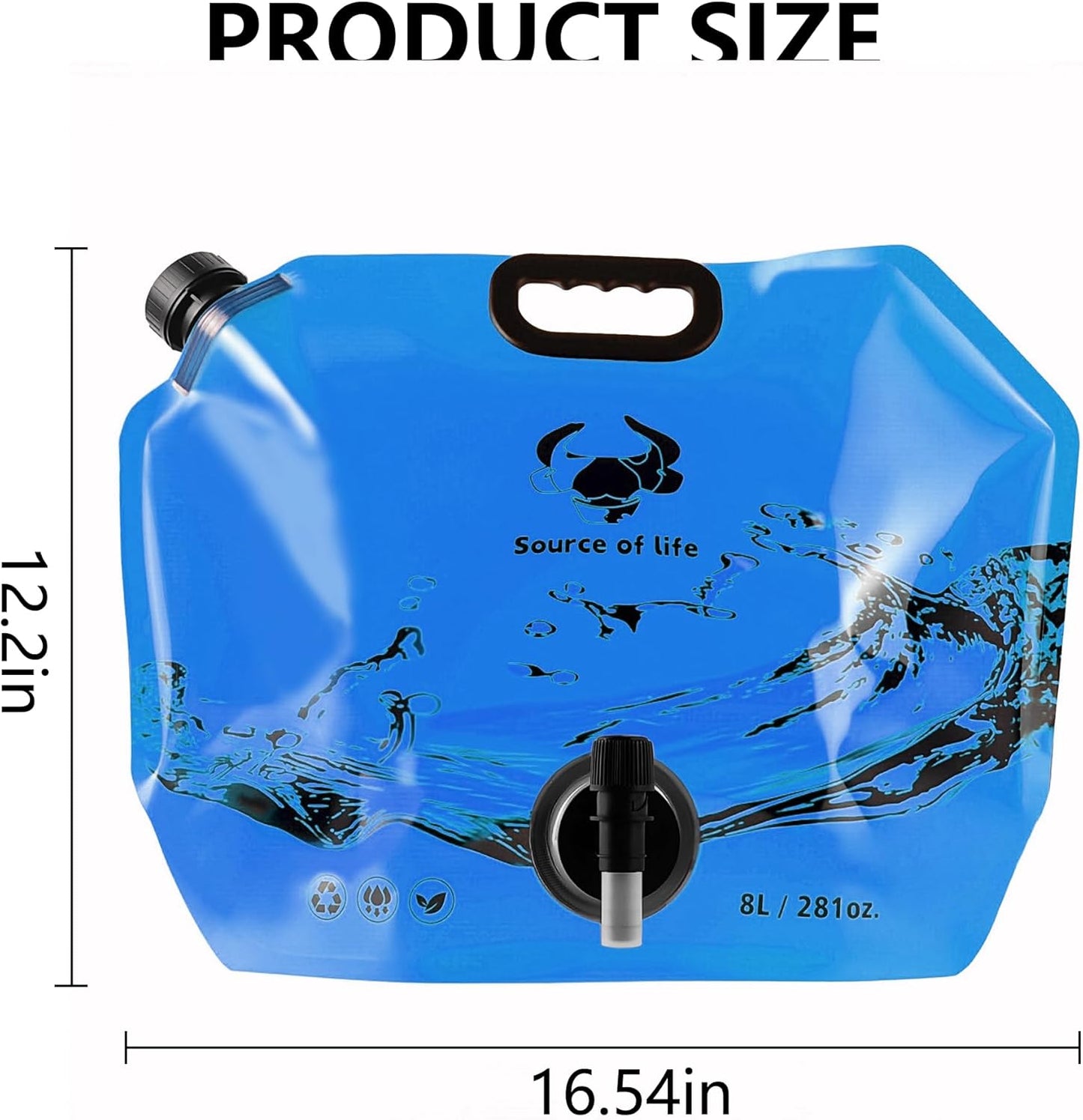 Collapsible 8L Water Storage Bag, BPA-Free Portable Folding Water Jug with Adjustable Faucet, Leakproof Emergency Water Bag for Camping, Hiking, Riding, Outdoor Sport (Blue, 4)