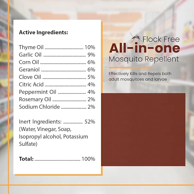 Natural Mosquito Control Ready to Use Spray, Repels Mosquitoes, Ticks, Fleas, Flies, Gnats, and Chiggers Away (32 oz Ready to use)