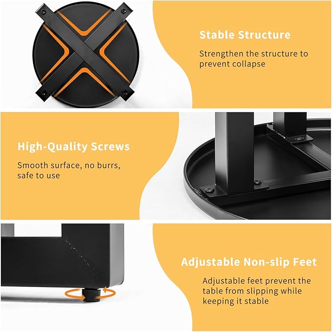 VINGLI Round Outdoor Side Table, Small Metal Outdoor Table Patio End Tables for Balcony, Porch, Garden and Poolside (Black)