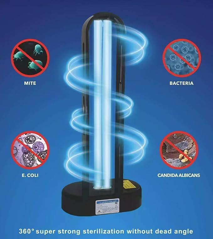 BAIMNOCM 3 Pack 38W UV Light Sanitizer, UVC Germicidal Lamp with Remote Control, UV Disinfection Light Bulb for Basement/Bedroom/Kitchen (2 Ozone Free + 1 Ozone)