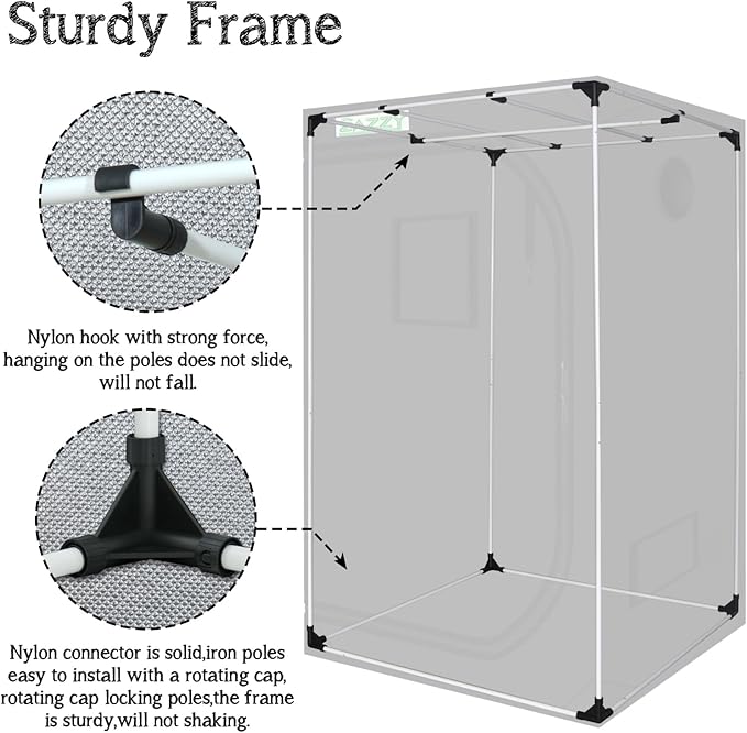 zazzy Grow Tent 3x3 FT, 36"x36"x72" Plant Tent Growing Tent High Reflective Mylar with Observation Window and Removable Floor Tray for Hydroponics Indoor Plant Growing