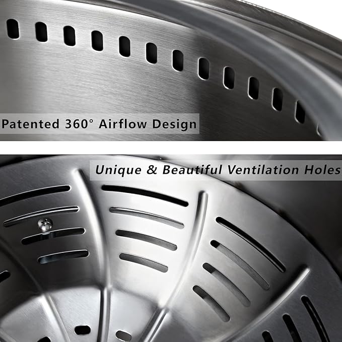 19.5 inch Stainless Steel Smokeless Fire Pit, Outdoor Smokeless Firepit, Wood Burning Fire Pits for Camping, Bonfire, Low Smoke Firepit for Outside (Vertical Hole)